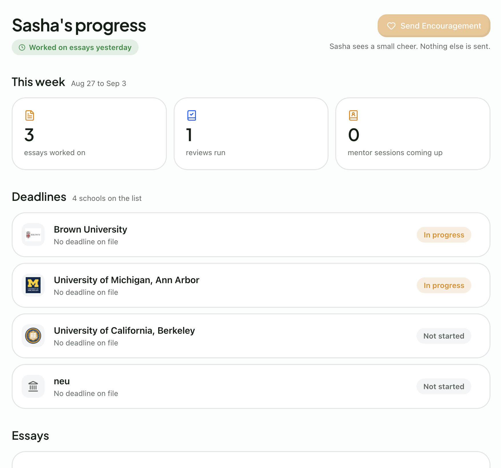 The parent progress view